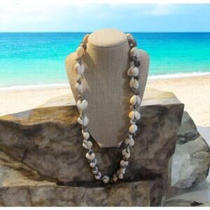 White and tan Cowrie Shell Necklace